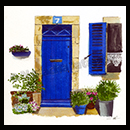 "Porte bleue" - encres et craie grasse © Natacha Latappy - Reproduction interdite